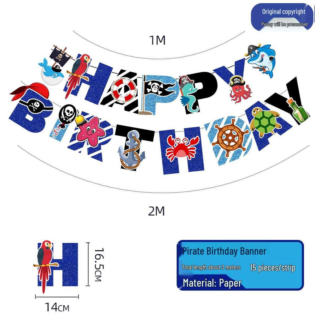 Birthday & Holiday Fishtail Bunting Banner for Parties