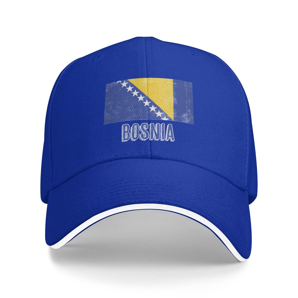 Vintage Retro Flag of Bosnia Herzegovina Grunge look Pool Party Baseball Caps Men Adult Female Beach Sun Hat Hip Hop Trucker Cap