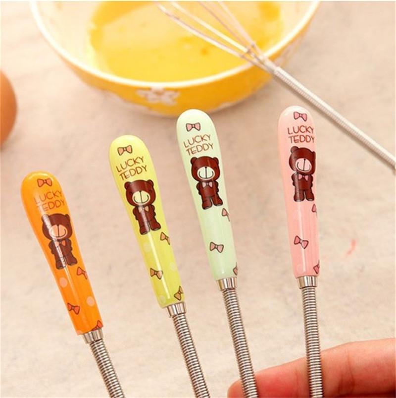 Stylish Little Bear Ceramic Handle Stainless Steel Whisk for Baking
