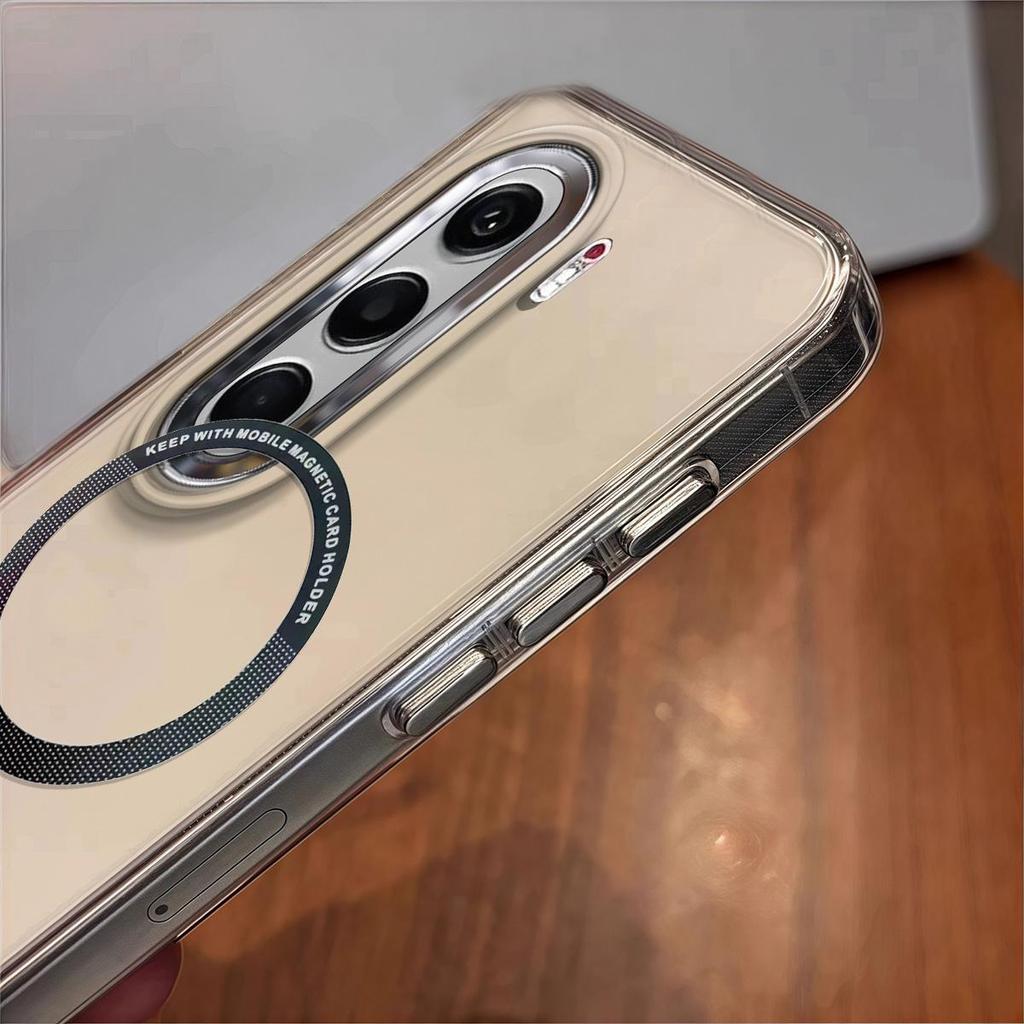 Case for TECNO CAMON 40,Pro 4G 5G Minimal Semi-Transparent Magnetic Casing Raised Electroplated Lens Bezel Anti-Slip Drop Resistant Protective Shell
