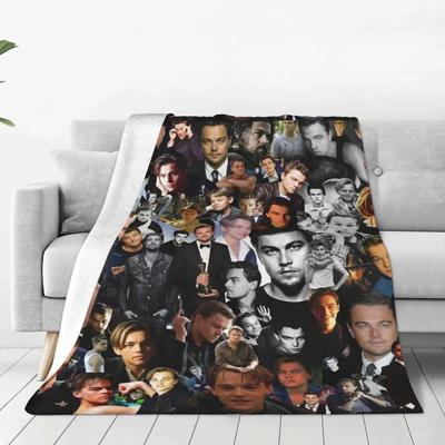 Leonardo DiCaprio Collage Flauschige Decke Vintage Überwurfdecken für Zuhause Hotel Sofa 150*125cm Steppdecke