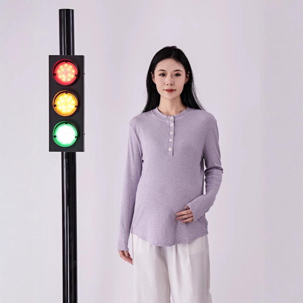 Heart Sky Maternity Slim Fit Long Sleeve T-Shirt: Comfortable, Elastic, Autumn Style