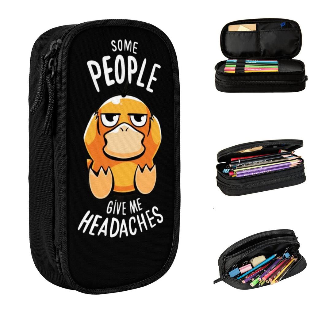 Fashion Psyduck Manga Pencil Cases Pokemoned Pencilcases Pen for Girls Boys Large Storage Bag Students School Zipper Stationery