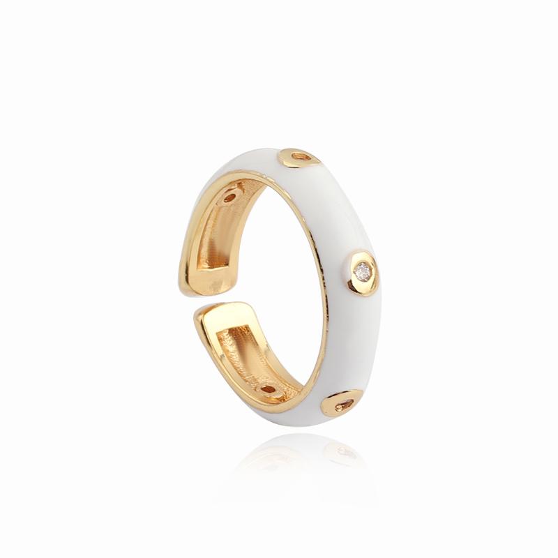 

Colorful Enamel Gold Color Open Band Rings For Women Girl Cubic Zircon Neon CZ Stack Stacking Finger Ring resizable белый