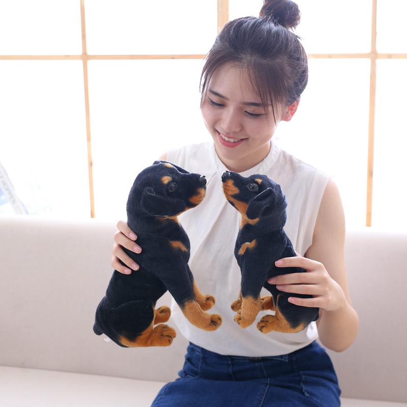 Realistic Black & White Dog Plush Pillow - Detachable Bow Tie Stress Relief Toy