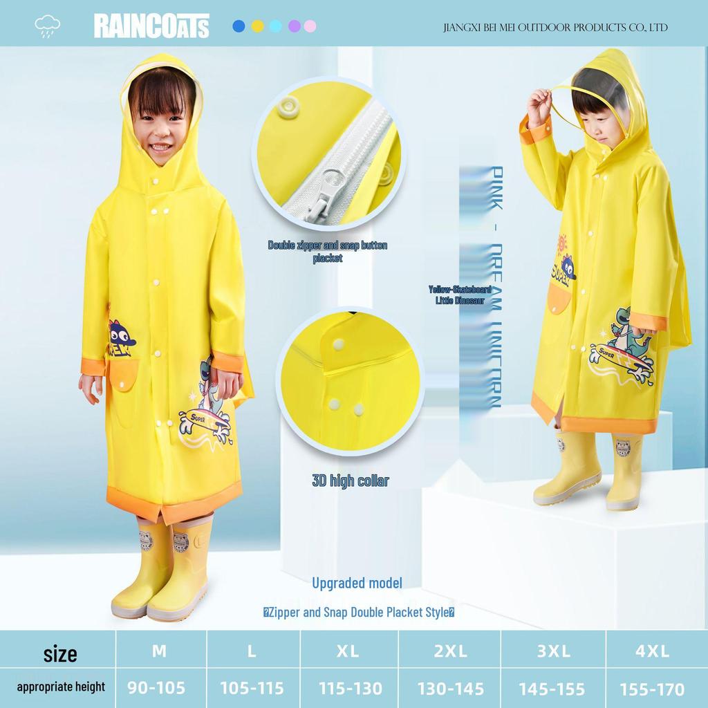Children's Cartoon Rain Poncho with Backpack Slot for Kids