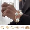 Jewelry Wide Cuff Bangles Metal Curtain Buckle Punk Pearl Geometric Bracelet  Women