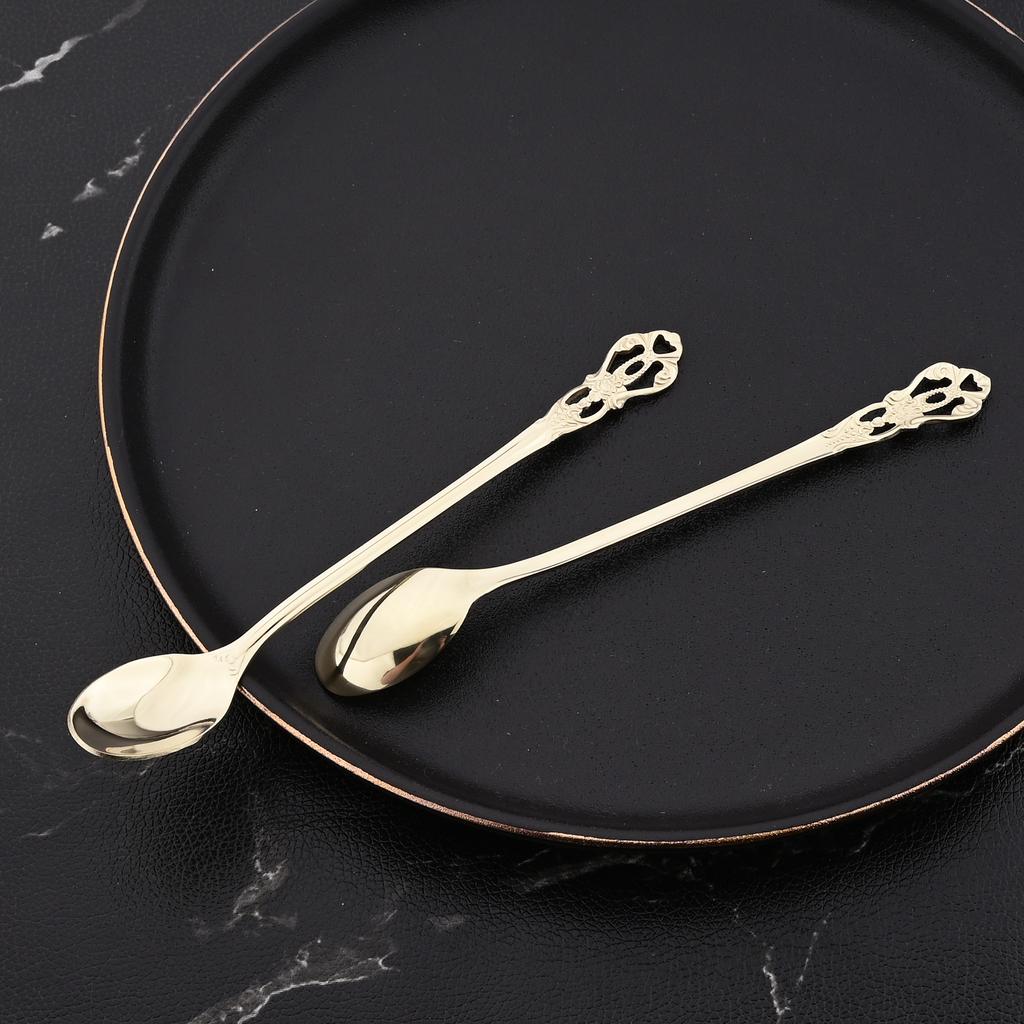 12Pcs Rainbow Color Coffee Tea Stir Spoon Long Handle Ice Cream Dessert Spoons Luxury Stainless Steel Tableware Kitchen Supplies