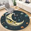 1PC Moon Space Owl Office Round Area Rug, Mat Suitable For Office, Under Office Chairs Bedroom Living Room Home Decor, Room Deco