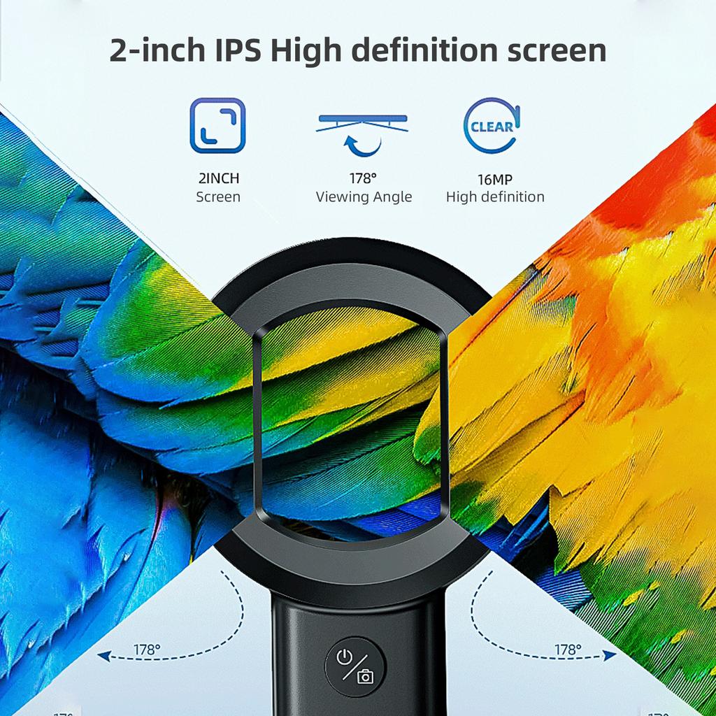 Handheld Digital Magnifying Glass Digital Microscope for Adults Kids 100X Magnification 2.0 Inch Screen Manual 16M Photo Built-in Battery LE