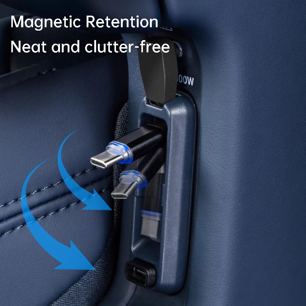 For Zeekr 9X Car Second Row Seat Dock Rear Fast Charging Retractable Cable Charger Extension Cord Interior Accessories