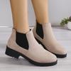New Winter Casual and Comfortable Thick-soled Round-toe Black Sexy Elegant Warm Square-heeled Short Boots for Women 2024