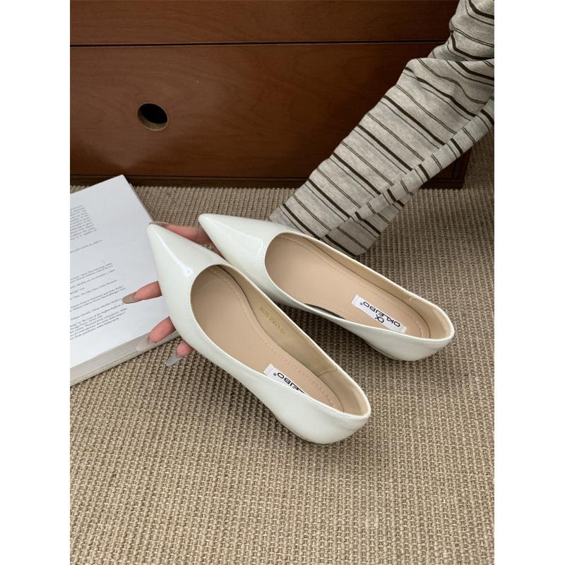 Shallow mouth height increase 3cm pure desire single shoes slightly exposed toe seam pointed flat shoes versatile commuter women's single shoes