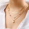 Gold Color Heart Multilayered Necklace Pearl Pendant Women Vintage Chain Butterfly Snake Jewelry Wedding Gifts 2024 NewTrendy