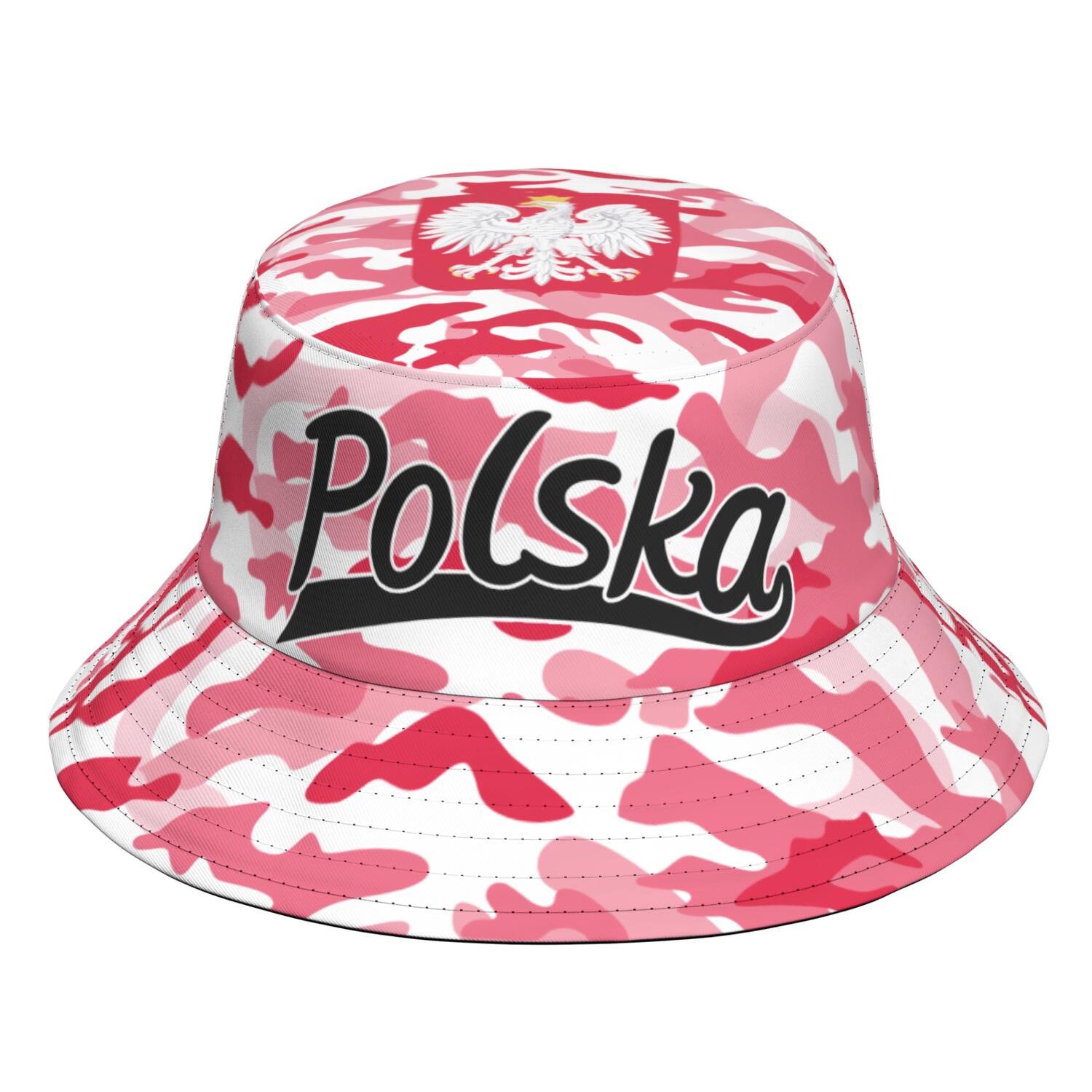 

Poland Free Custom Name Logo Print Photo Pol Fisherman Hat Nation Flag Pl Republic Polska Polish Country College Bucket Cap