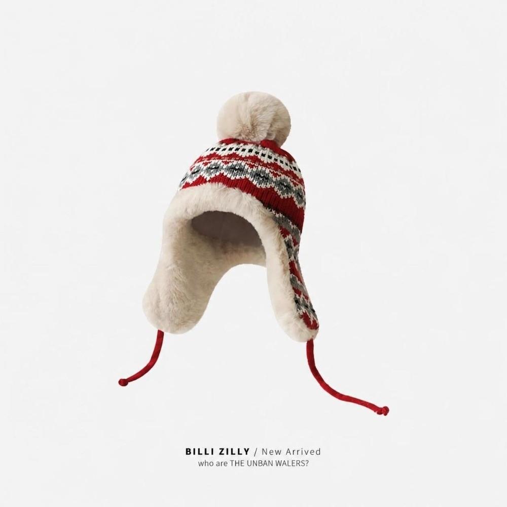 Windproof Fleece Lined Knit Trapper Hat with Pom Pom Winter Cold Weather Fisherman Hat  Unisex