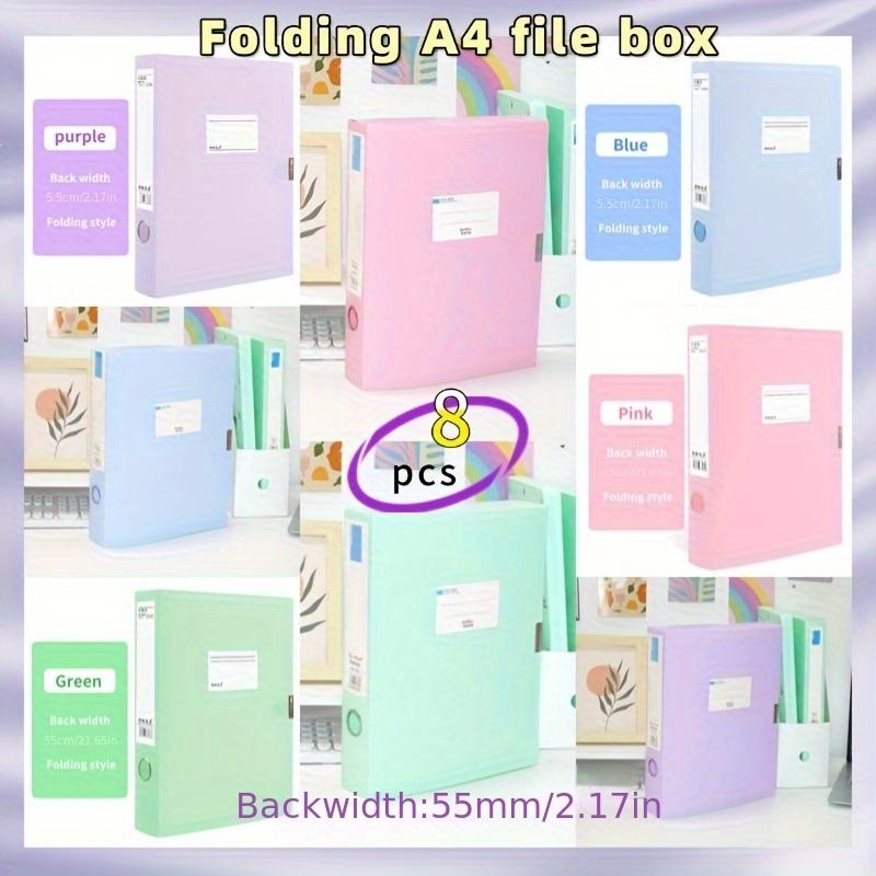 8pcs Thickened A4 Plastic Foldable File Boxes, 55mm Wide Back, for Personnel Files,Financial Documents and Document Organization