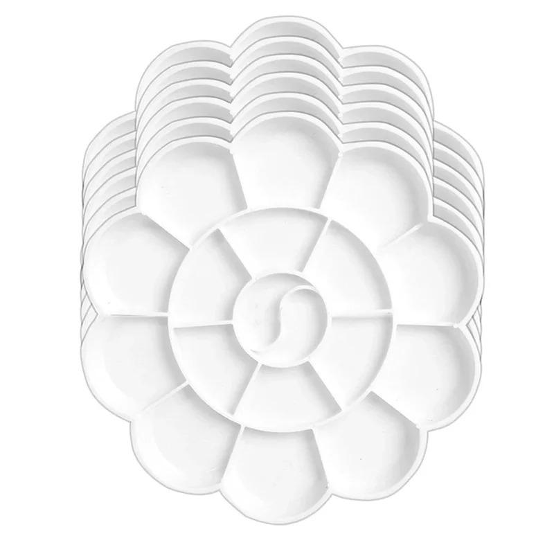 1/6PCS Reusable Plastic Paint Palette - 18 Wells Flower Tray for Acrylic, Watercolor & Oil Painting