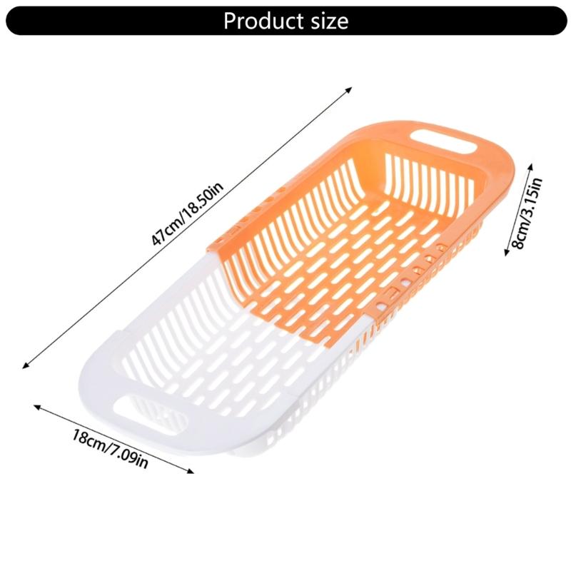 Over the Sink Colander Plastic Strainer Basket for Fruit and Vegetable Washing Waterproof Kitchen Dish Storage Shelf