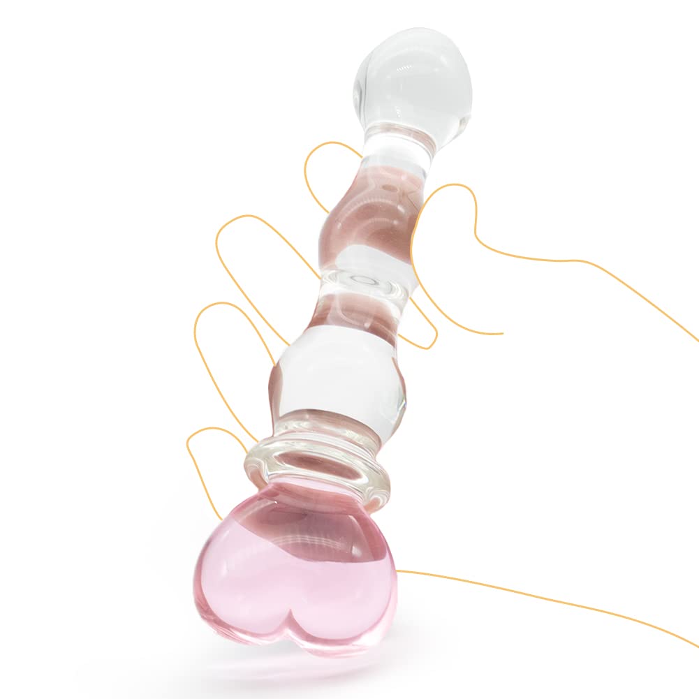 SXOVO Glass Anal Plug Heart Shape Crystal Anal Plug for Men Women Masturbation Transparent Anal Plug Vagina Stimulation Sex Toys G-Pot