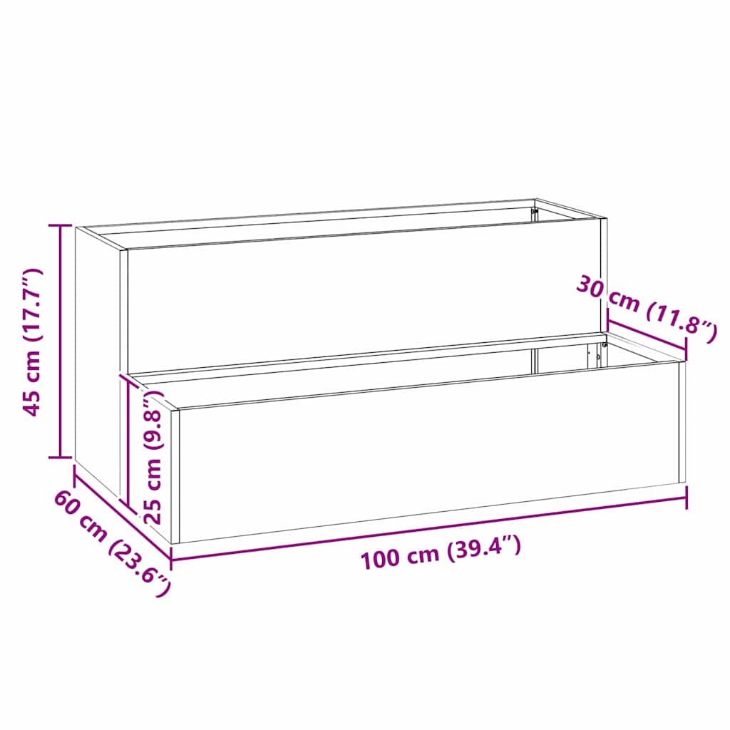Garden Planter Anthracite 100 X 60 X 45 Cm