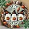 Halloween Metal Wall Art Wreath Trick or Treat Ghost Pumpkin Home Decor