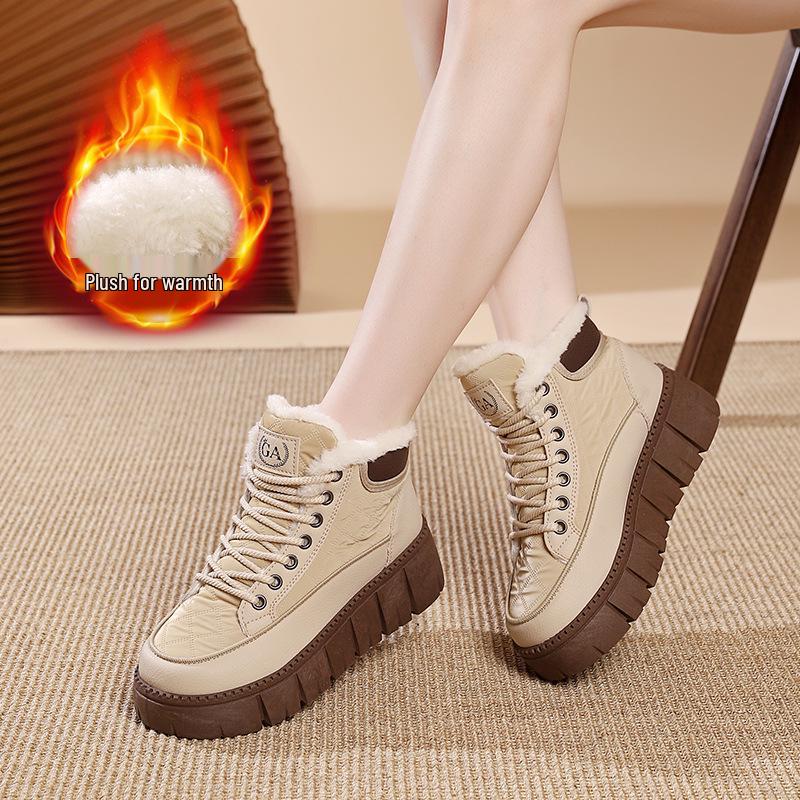 

Зимние женские ботинки в корейском стиле 2024 года с флисовой подкладкой - Теплые, утепленные ботильоны из хлопка (XM-SH328) 39 хаки