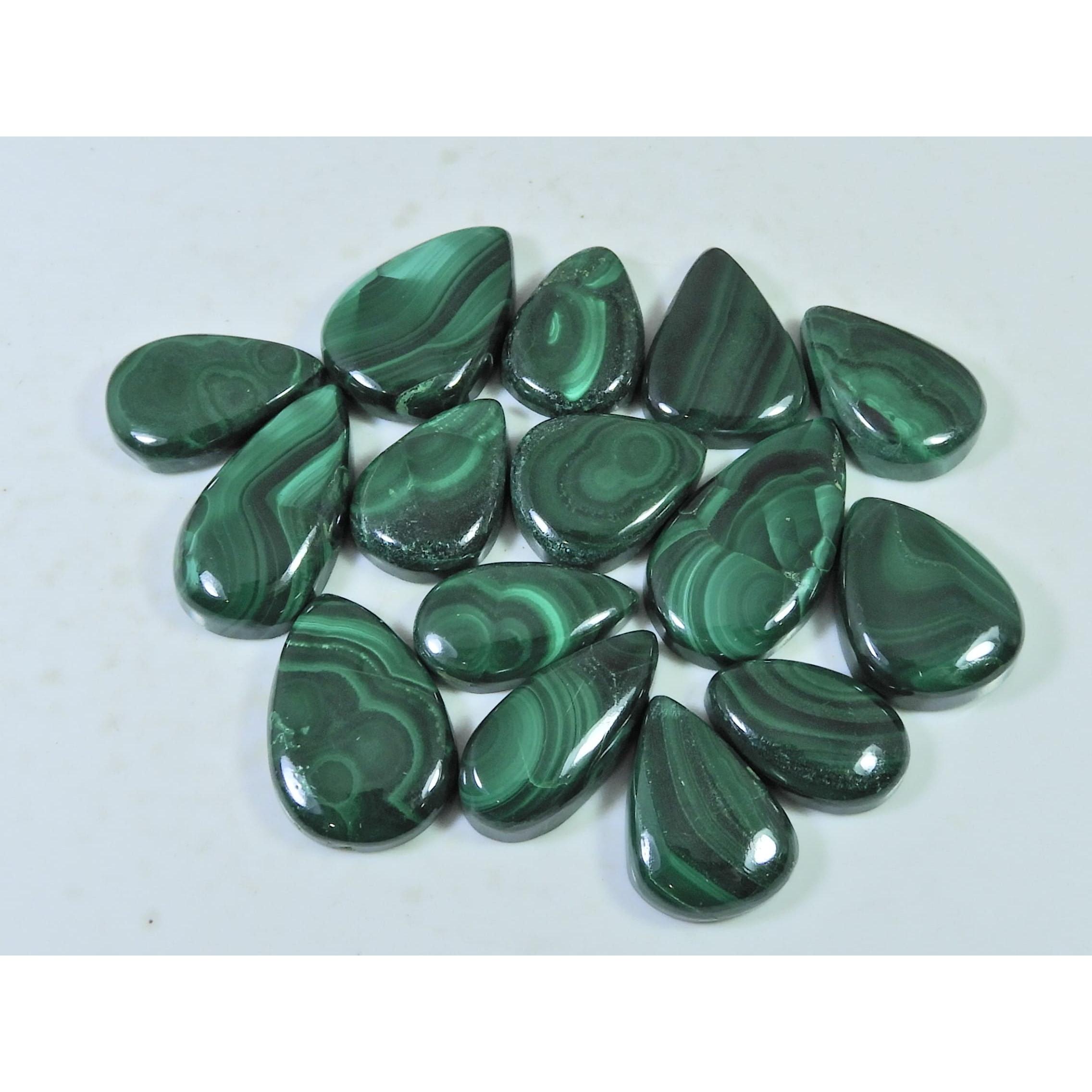 

15 шт. Натуральный зеленый малахит грушевидный кабошон свободный драгоценный камень 284 карата. Лот C-468