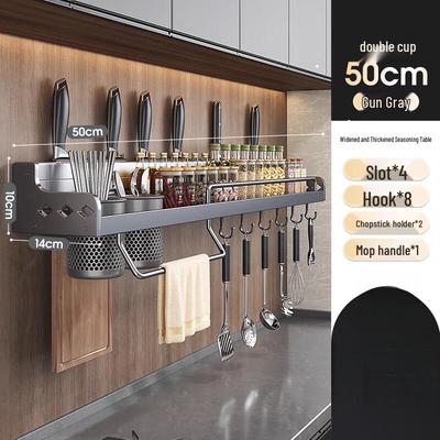No-Drill Wall-Mounted Kitchen Storage Rack
