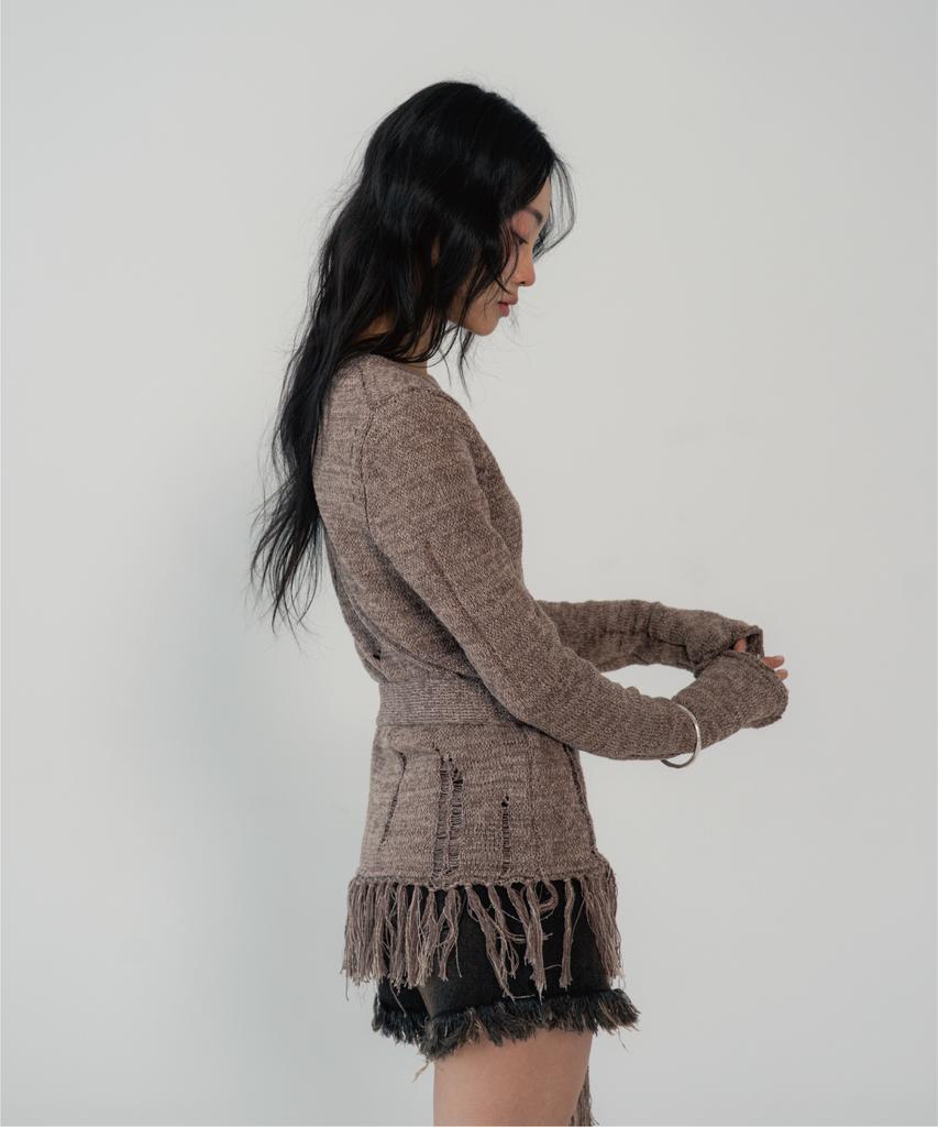 ZIZEMUSEUM Vintage Fringe Knit (Mocha)