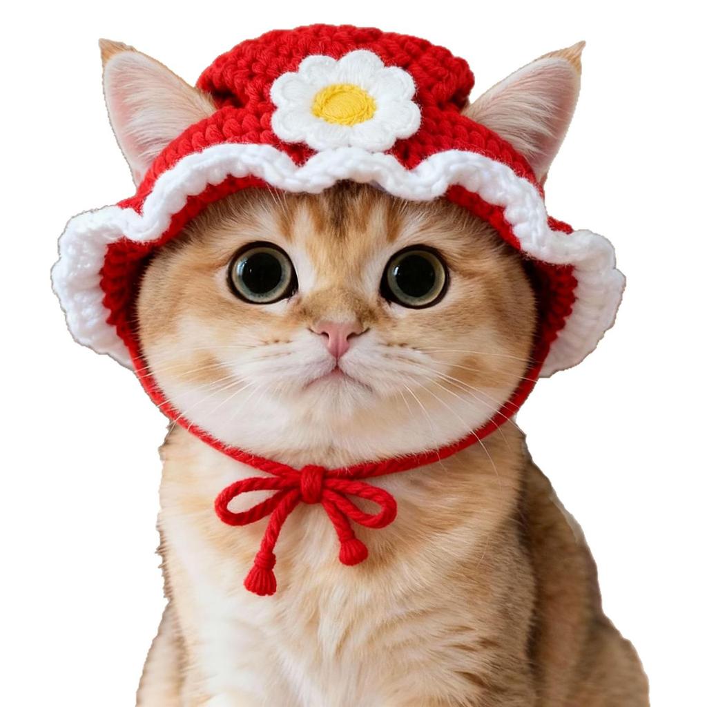 Pet Headgear - Knitted Cat & Dog Hat, Funny Transformation Costume, Kitten Accessories