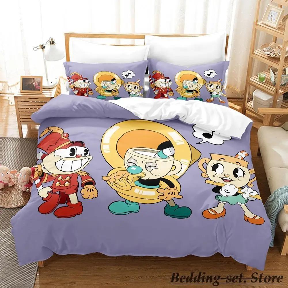 Kawaii Cuphead Mugman Beddengoed Set Eenpersoons Twin Volledig Queen King Size Bedset Volwassene Kind Slaapkamer Dekbedovertrek Sets Anime Spel Bed