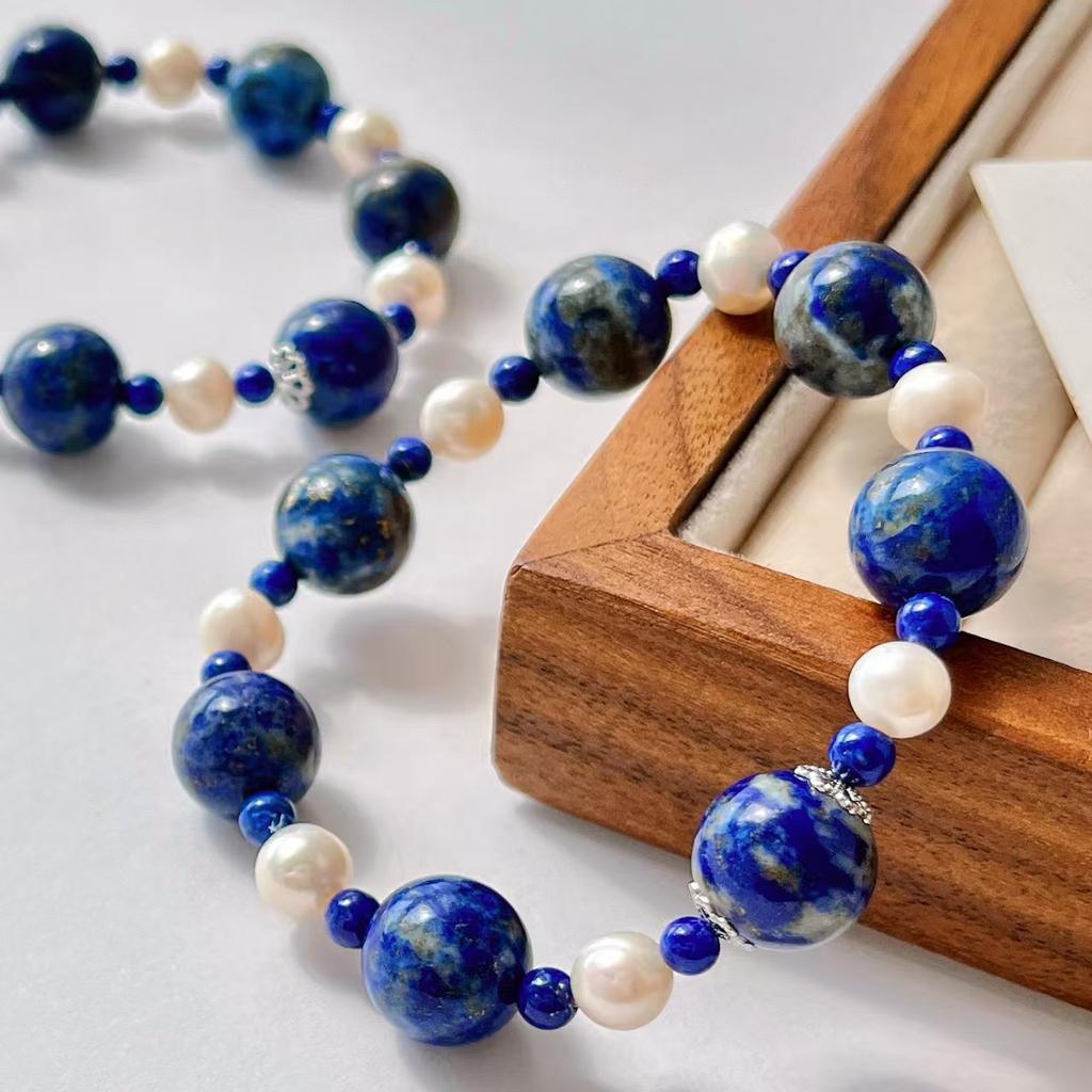 High Quality Natural Freshwater Pearl Lapis Lazuli Design Bracelet Bracelet