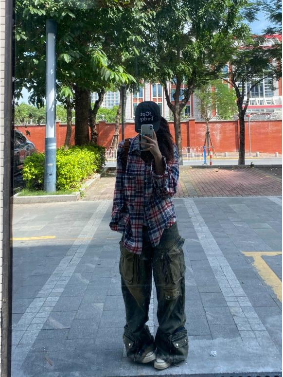 Men's Retro Color Block Distressed Plaid Long Sleeve Shirt Jacket - 2025 Autumn Collection