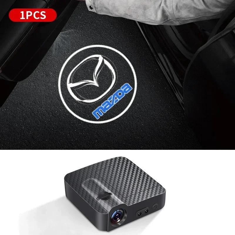 

1 шт. Беспроводной светодиодный проектор логотипа «Ghost Shadow» для двери автомобиля, приветственный лазерный, ночные огни, лампа вежливости, аксессуары для стайлинга автомобиля для Mazda