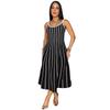 Retro Stripe Patchwork Backless Slip Dress - Color Block Sleeveless Long Slim Fit