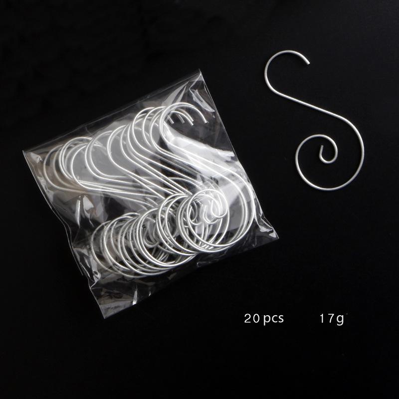 

20 шт. S-образный рождественский крючок DIY подвеска для рождественской елки четыре цвета рождественский крючок для кукол новогодний фестиваль украшения аксессуары 5cmX2.5cm серебряный