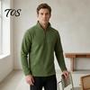Winter Warm Clothing Men Quarter-Zip Sweatshirt, Long Sleeve Mock Neck Pullover Top, Solid Casual Color Tops Sweatshirt for Golf Office Street