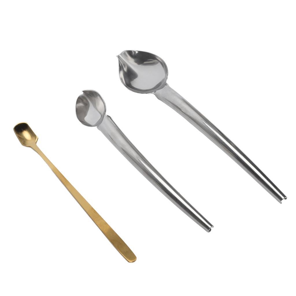 3Pcs Cooking Drawing Decorative Spoons Multipurpose Stainless Steel Chef Painting Set for Plates Cakes Coffee