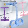 Elastic foot pedal tension belt (with handle) Six-tube multi-function women's full body training elastic belt, blue