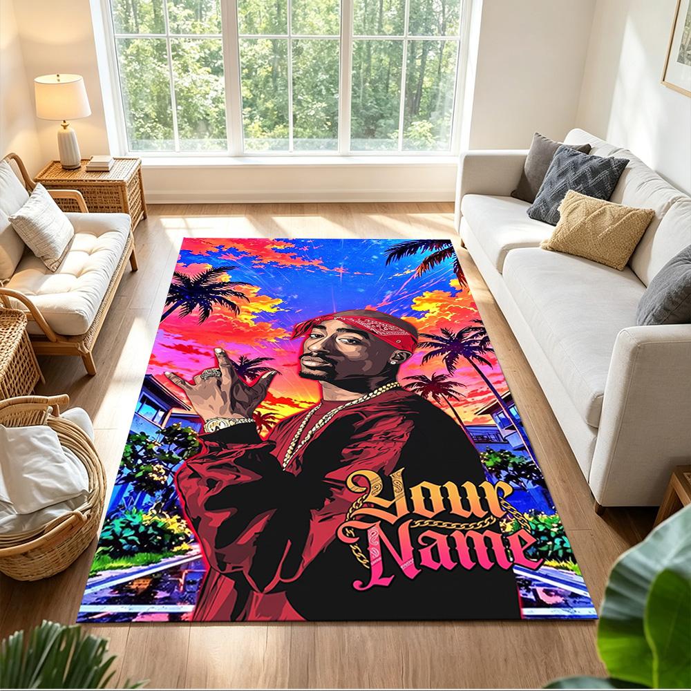 2pac Customize Your Name Carpet Suitable for Decorate Room Study Room Game Room Playrooms Antislip Carpet Decorate Offices