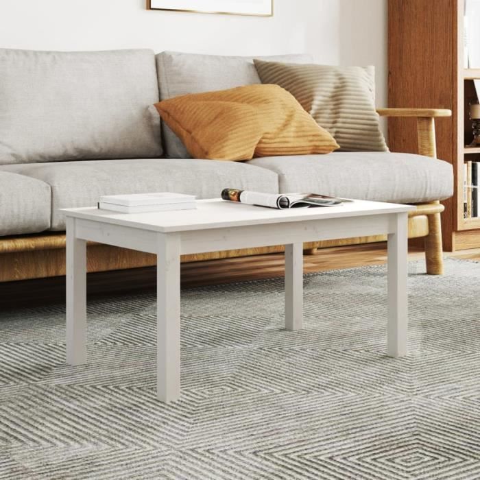 814280 vidaXL Table basse Blanc 80x50x40 cm Bois massif de pin