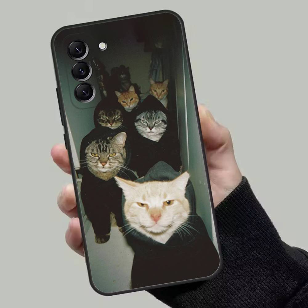 Coque de téléphone meme chat mignonne et drôle pour Samsung Galaxy A13,A21s,A22,A31,A32,A52,A53,A71,A80, Coque Noire Souple