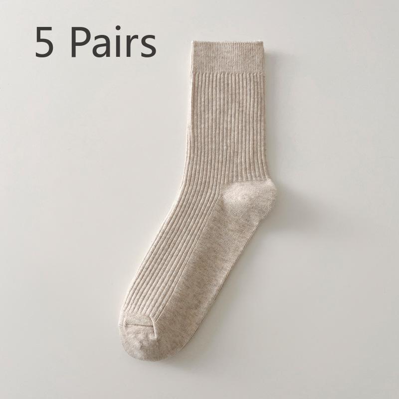 5 Paar Herren Herbst- und Winter Klassische Sport Freizeit Business Einfarbig Baumwolle Kniestrümpfe