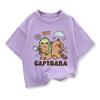 Capybara Print 100%Cotton T-shirt For Kids 3-12Years Girl Anime Short Sleeve Tees Tops 2025 New Children Crewneck Loose T-shirt