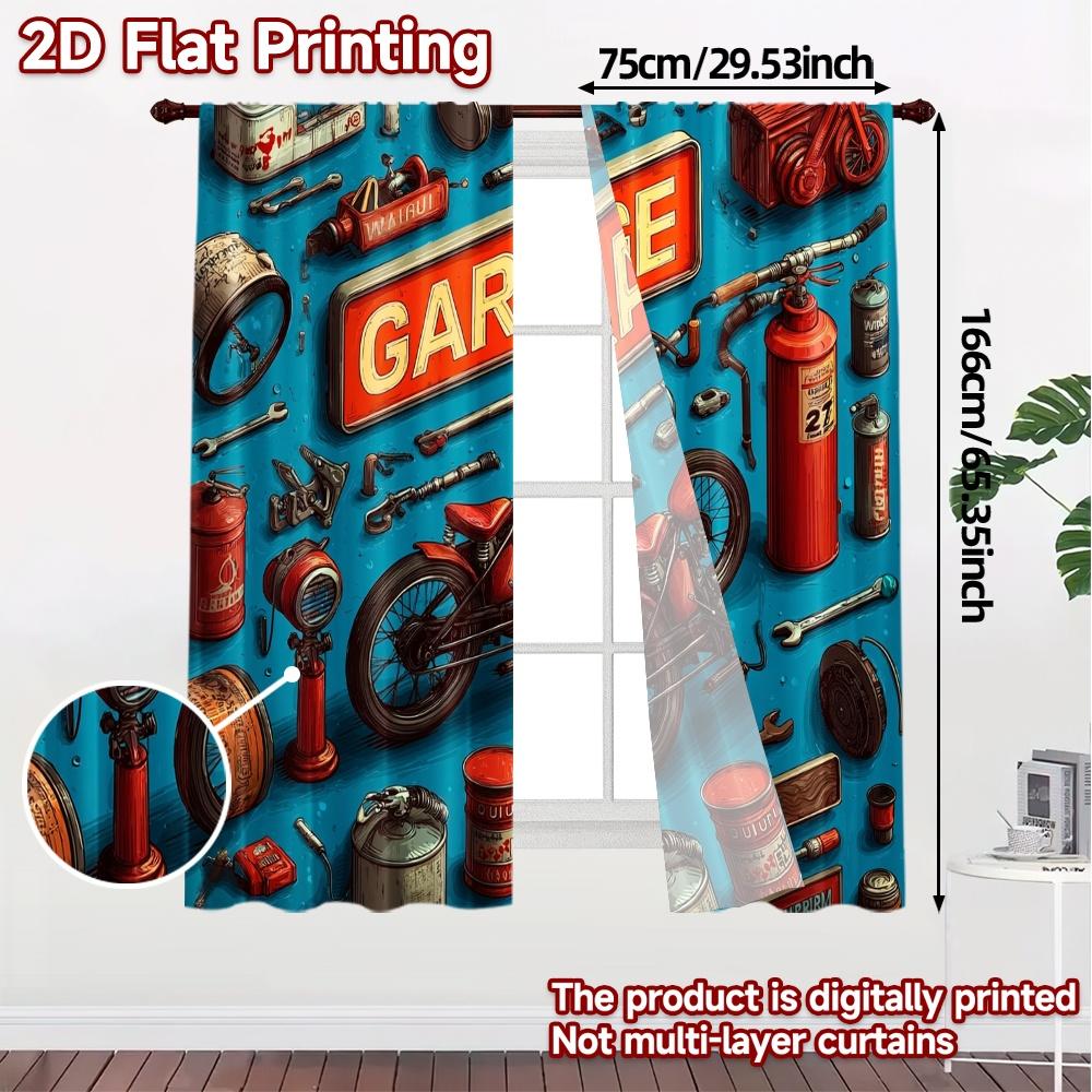 2 Stück, 2D-FLACHDRUCK Vorhänge (Ohne Stange) GarageWand Beliebter Vorhangstoff Stoff Vorhänge Dekorationen Innen Ideal für