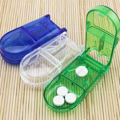 Hap Ayırıcı Saklama Kutusu Tıp Tablet Kesici Organizatör Vitamin Kapak Kılıf Konteyner Seyahat Ev Için