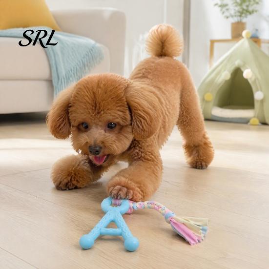 Letter Shape Pet Toy A-Letter Dog Chew with Braided Rope, Tug of War Boredom Puppy Teeth Cleaning Toy, for Small Medium Breed Dogs