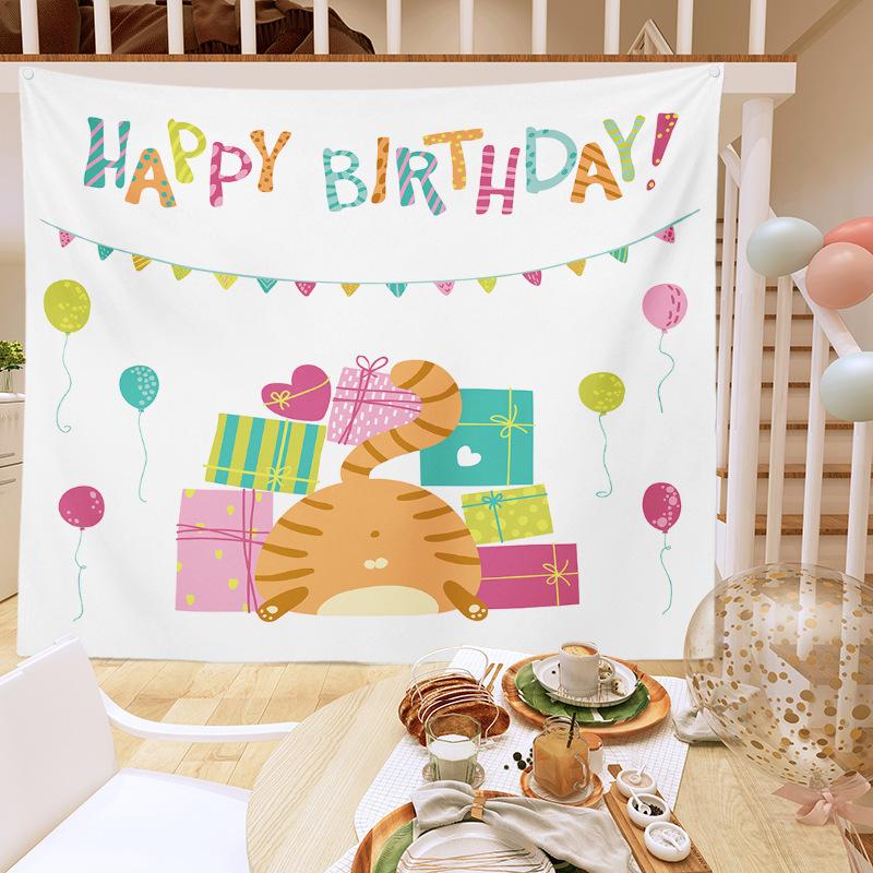 Birthday Party Decoration Tapestry Photo Background Cloth Ins Hanging Cloth Children's Meeting Scene Arrangement Background Wall Photo
