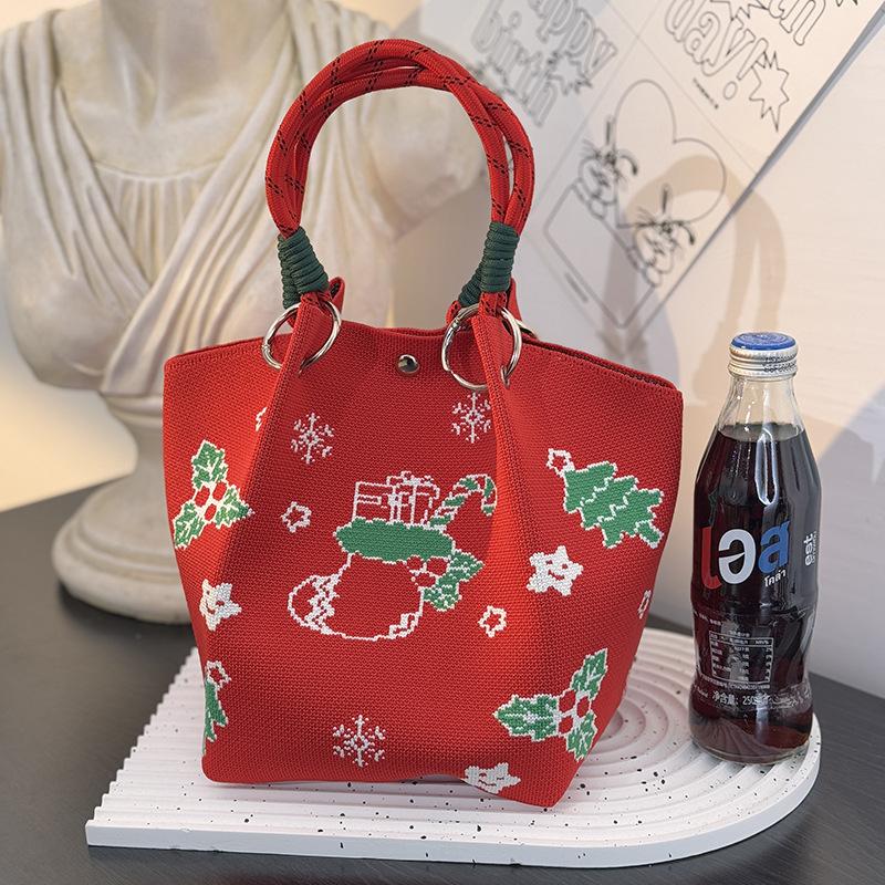 Market general knitted ring buckle bag portable work out large capacity handbag commuting small square bag storage bag
